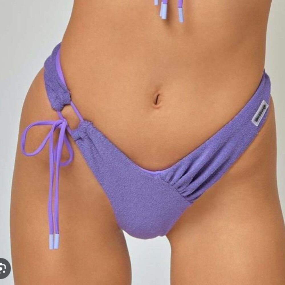 Blackbough Alana terrycloth front tie cheeky swim bottom size small EUC